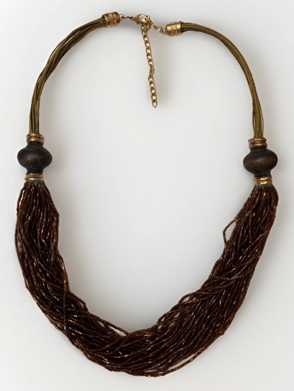 Chico's Modernist Bronze Brown Multi Strand Beaded Necklace